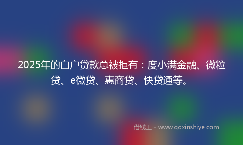 2025年的白户贷款总被拒有：度小满金融、微粒贷、e微贷、惠商贷、快贷通等。