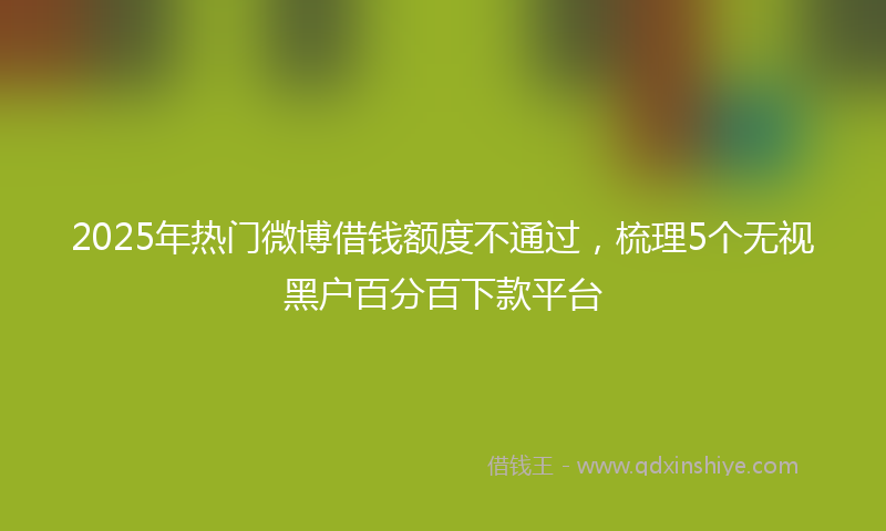 2025年热门微博借钱额度不通过，梳理5个无视黑户百分百下款平台