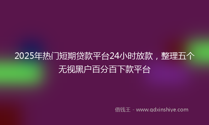 2025年热门短期贷款平台24小时放款，整理五个无视黑户百分百下款平台
