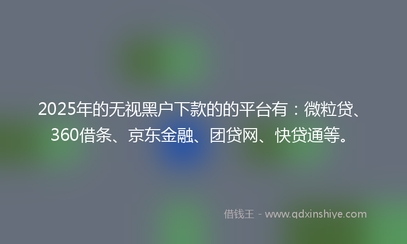 2025年的无视黑户下款的的平台有：微粒贷、360借条、京东金融、团贷网、快贷通等。