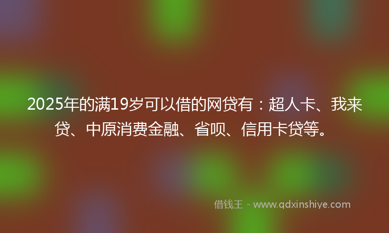 2025年的满19岁可以借的网贷有：超人卡、我来贷、中原消费金融、省呗、信用卡贷等。