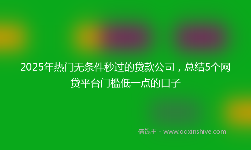 2025年热门无条件秒过的贷款公司，总结5个网贷平台门槛低一点的口子