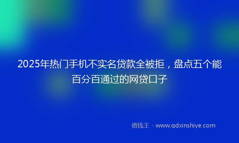 2025年热门手机不实名贷款全被拒，盘点五个能百分百通过的网贷口子