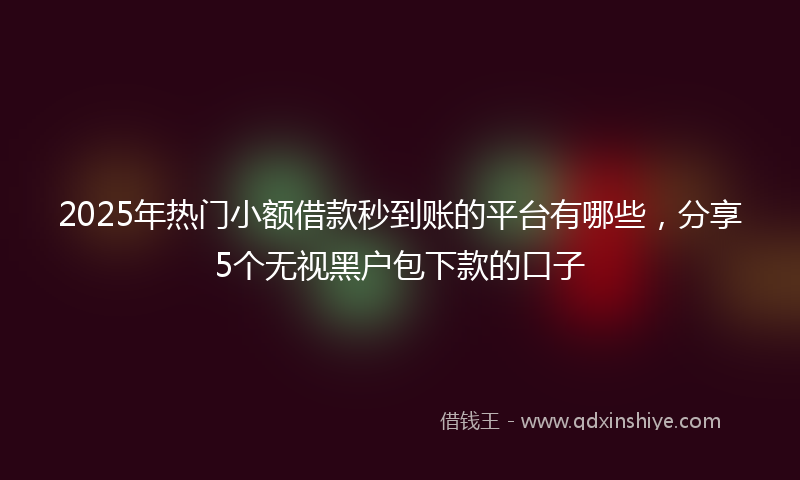 2025年热门小额借款秒到账的平台有哪些，分享5个无视黑户包下款的口子