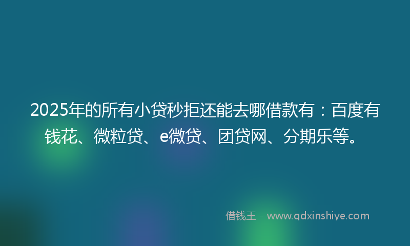 2025年的所有小贷秒拒还能去哪借款有：百度有钱花、微粒贷、e微贷、团贷网、分期乐等。