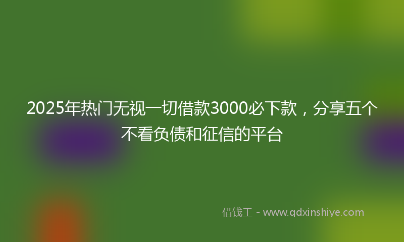 2025年热门无视一切借款3000必下款，分享五个不看负债和征信的平台