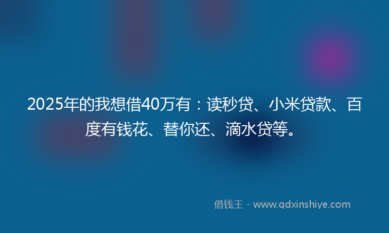 2025年的我想借40万有:读秒贷、小米贷款、百度有钱花、替你还、滴水贷等。
