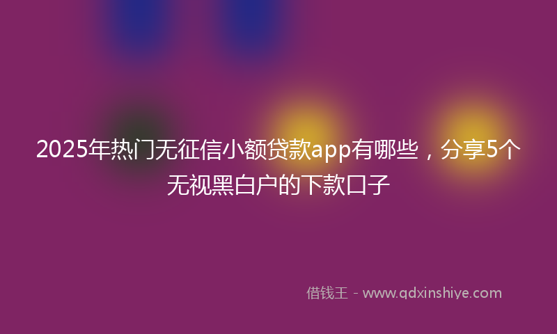 2025年热门无征信小额贷款app有哪些，分享5个无视黑白户的下款口子