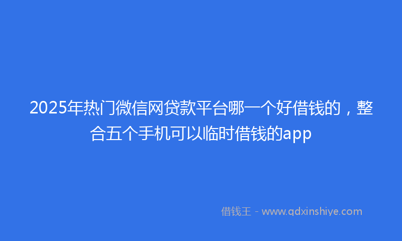 2025年热门微信网贷款平台哪一个好借钱的，整合五个手机可以临时借钱的app