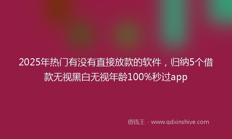 2025年热门有没有直接放款的软件，归纳5个借款无视黑白无视年龄100%秒过app