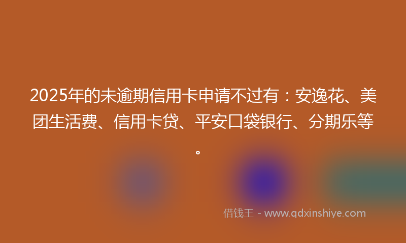 2025年的未逾期信用卡申请不过有：安逸花、美团生活费、信用卡贷、平安口袋银行、分期乐等。