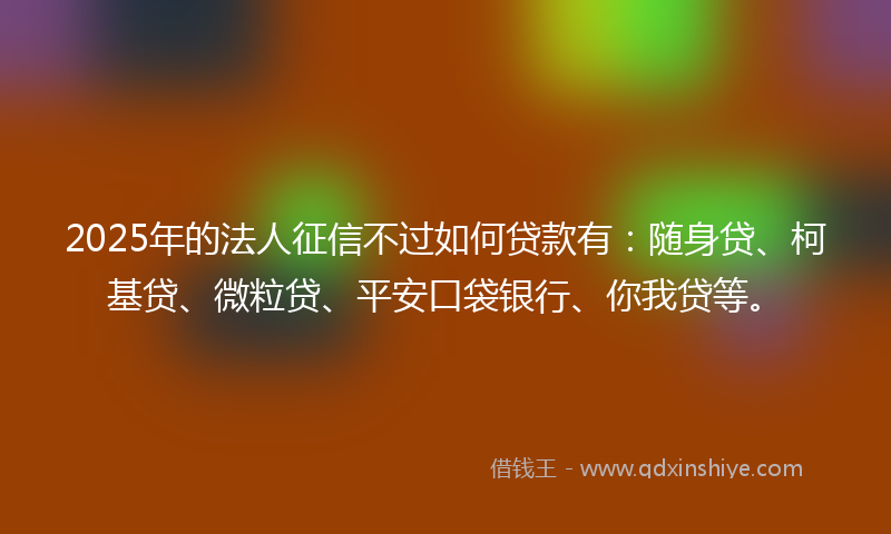 2025年的法人征信不过如何贷款有：随身贷、柯基贷、微粒贷、平安口袋银行、你我贷等。