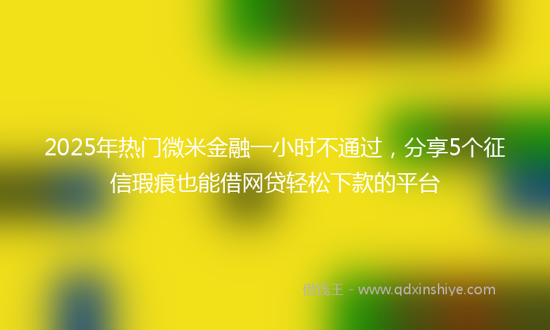 2025年热门微米金融一小时不通过，分享5个征信瑕疵也能借网贷轻松下款的平台