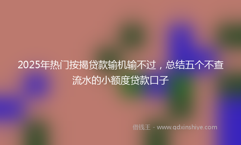 2025年热门按揭贷款输机输不过，总结五个不查流水的小额度贷款口子
