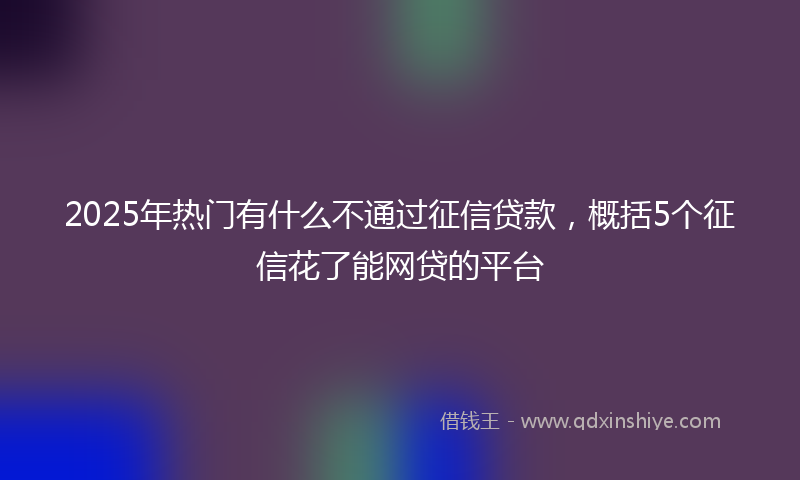 2025年热门有什么不通过征信贷款，概括5个征信花了能网贷的平台