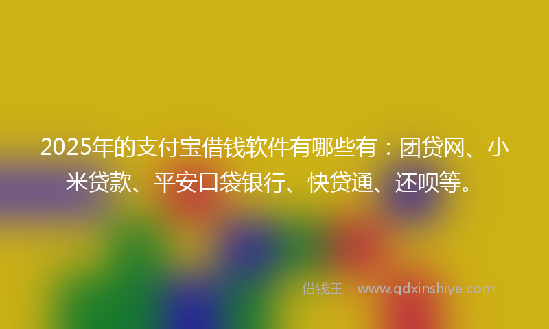 2025年的支付宝借钱软件有哪些有：团贷网、小米贷款、平安口袋银行、快贷通、还呗等。