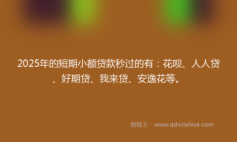 2025年的短期小额贷款秒过的有：花呗、人人贷、好期贷、我来贷、安逸花等。
