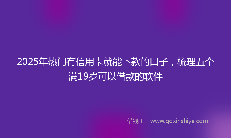 2025年热门有信用卡就能下款的口子，梳理五个满19岁可以借款的软件