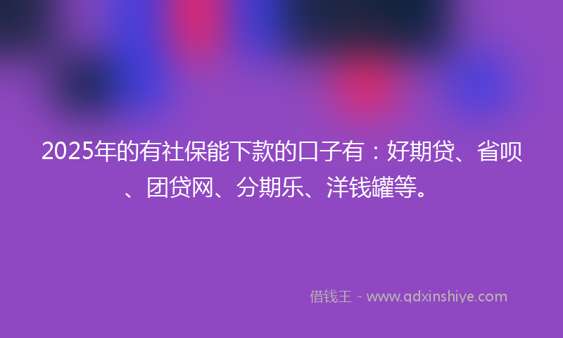 2025年的有社保能下款的口子有：好期贷、省呗、团贷网、分期乐、洋钱罐等。
