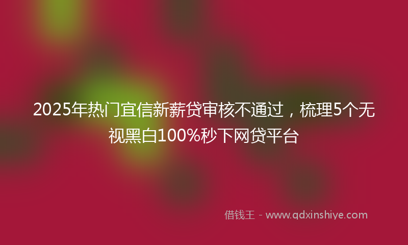 2025年热门宜信新薪贷审核不通过，梳理5个无视黑白100%秒下网贷平台