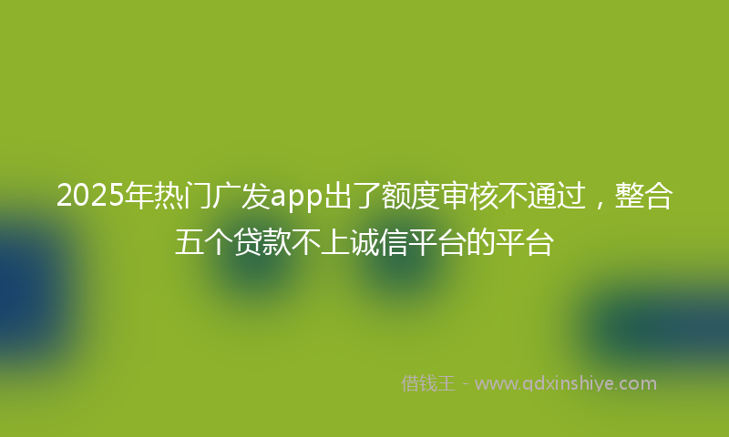 2025年热门广发app出了额度审核不通过，整合五个贷款不上诚信平台的平台