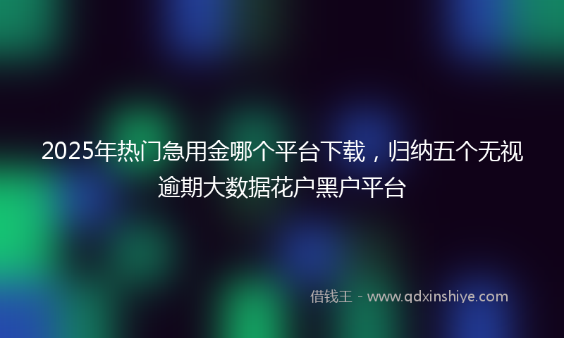 2025年热门急用金哪个平台下载,归纳五个无视逾期大数据花户黑户平台