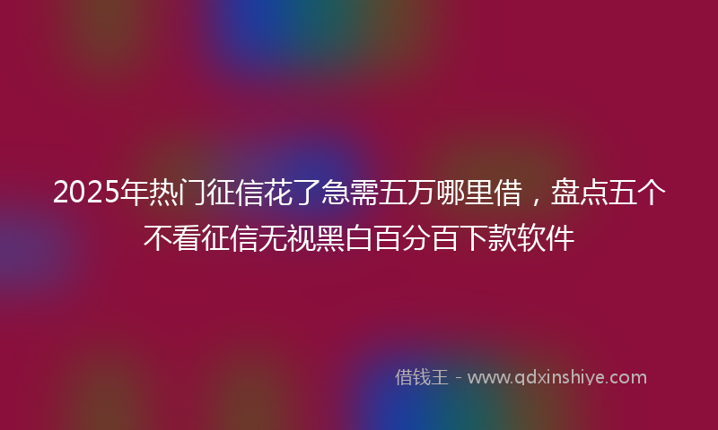 2025年热门征信花了急需五万哪里借，盘点五个不看征信无视黑白百分百下款软件