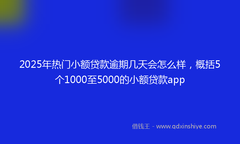 2025年热门小额贷款逾期几天会怎么样，概括5个1000至5000的小额贷款app