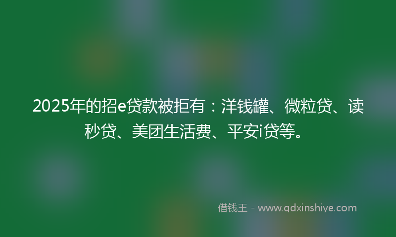 2025年的招e贷款被拒有：洋钱罐、微粒贷、读秒贷、美团生活费、平安i贷等。