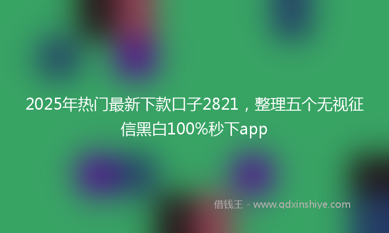 2025年热门最新下款口子2821，整理五个无视征信黑白100%秒下app