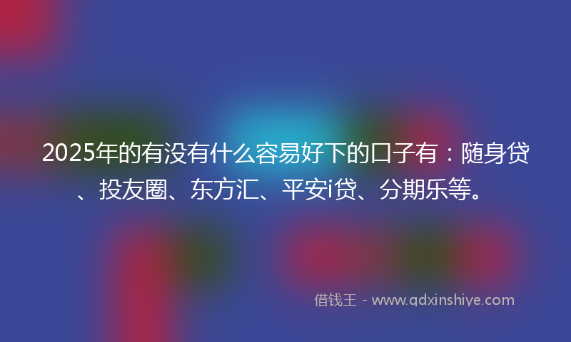 2025年的有没有什么容易好下的口子有：随身贷、投友圈、东方汇、平安i贷、分期乐等。