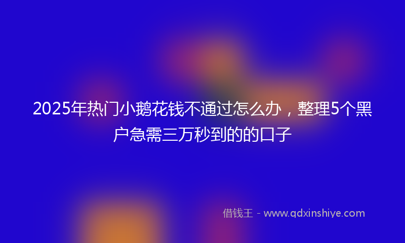 2025年热门小鹅花钱不通过怎么办，整理5个黑户急需三万秒到的的口子