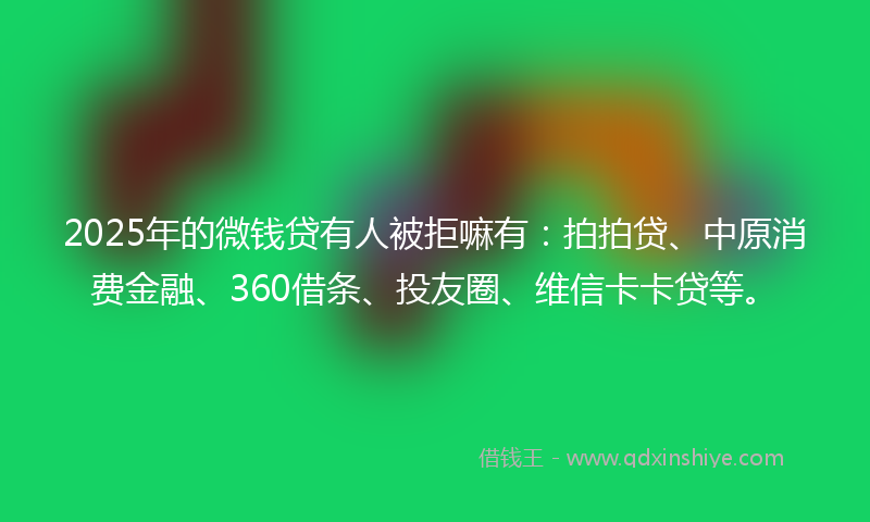 2025年的微钱贷有人被拒嘛有：拍拍贷、中原消费金融、360借条、投友圈、维信卡卡贷等。