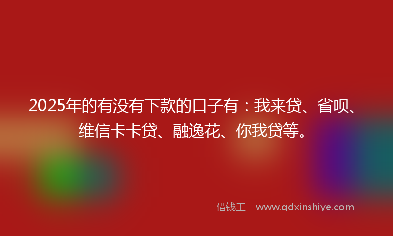 2025年的有没有下款的口子有：我来贷、省呗、维信卡卡贷、融逸花、你我贷等。