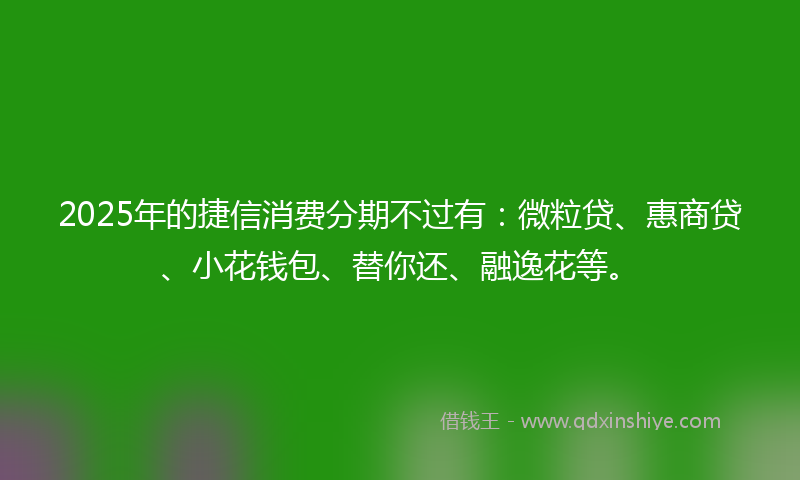 2025年的捷信消费分期不过有：微粒贷、惠商贷、小花钱包、替你还、融逸花等。