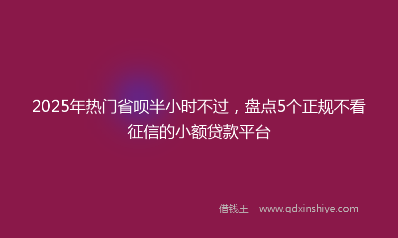 2025年热门省呗半小时不过，盘点5个正规不看征信的小额贷款平台