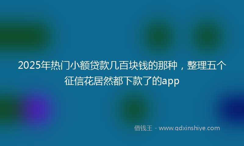 2025年热门小额贷款几百块钱的那种，整理五个征信花居然都下款了的app