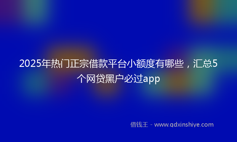 2025年热门正宗借款平台小额度有哪些，汇总5个网贷黑户必过app
