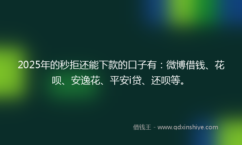 2025年的秒拒还能下款的口子有：微博借钱、花呗、安逸花、平安i贷、还呗等。