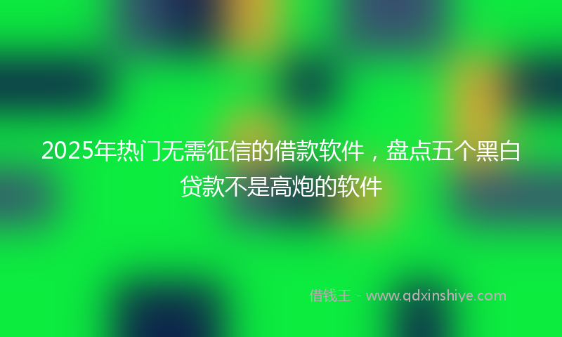 2025年热门无需征信的借款软件，盘点五个黑白贷款不是高炮的软件