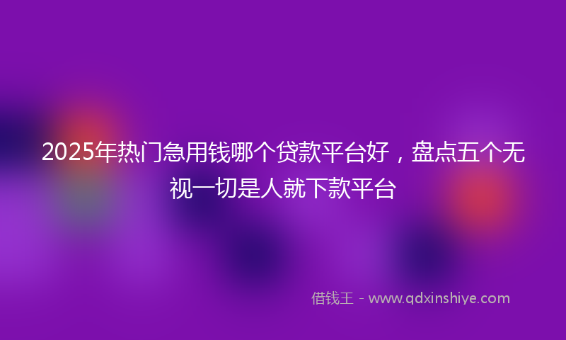 2025年热门急用钱哪个贷款平台好，盘点五个无视一切是人就下款平台