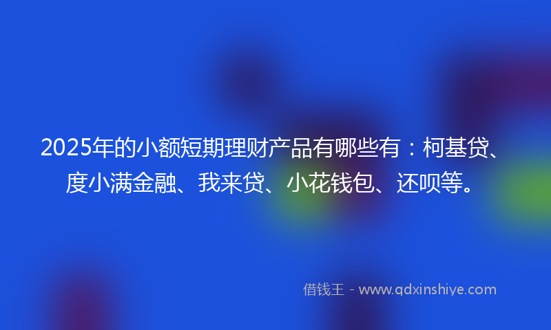2025年的小额短期理财产品有哪些有：柯基贷、度小满金融、我来贷、小花钱包、还呗等。