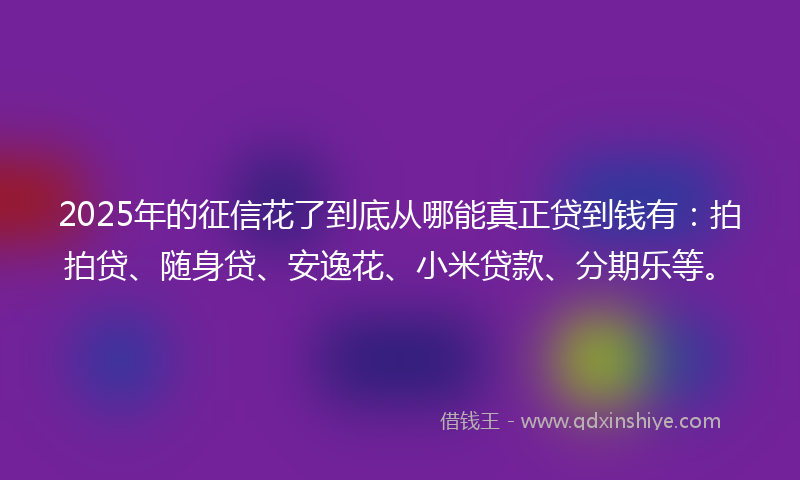 2025年的征信花了到底从哪能真正贷到钱有：拍拍贷、随身贷、安逸花、小米贷款、分期乐等。