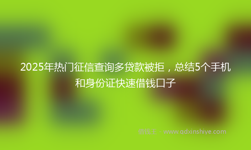 2025年热门征信查询多贷款被拒，总结5个手机和身份证快速借钱口子