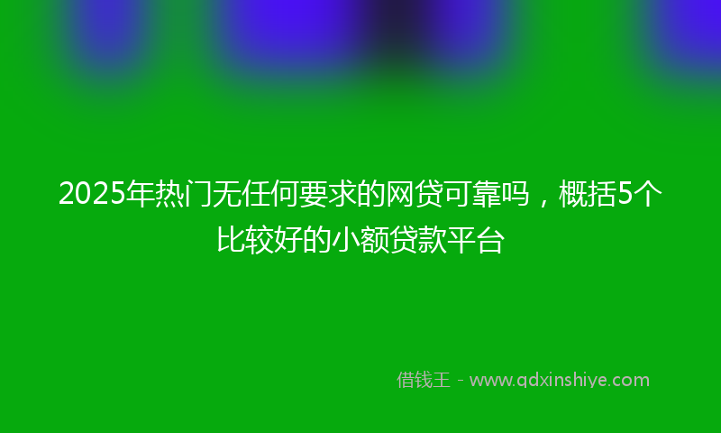 2025年热门无任何要求的网贷可靠吗，概括5个比较好的小额贷款平台