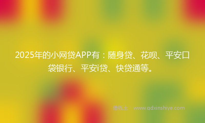 2025年的小网贷APP有：随身贷、花呗、平安口袋银行、平安i贷、快贷通等。