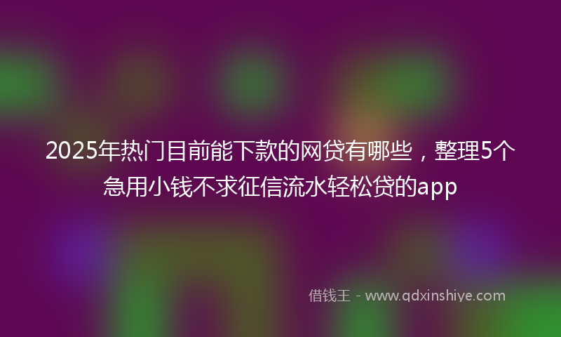 2025年热门目前能下款的网贷有哪些，整理5个急用小钱不求征信流水轻松贷的app