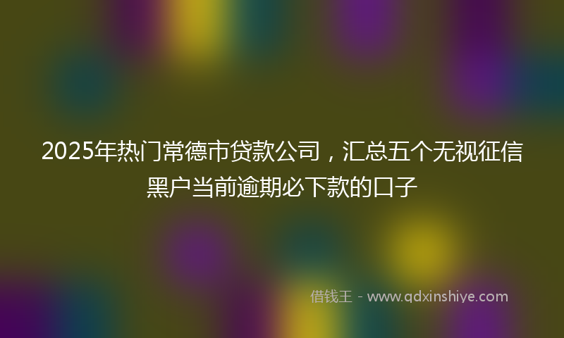 2025年热门常德市贷款公司，汇总五个无视征信黑户当前逾期必下款的口子