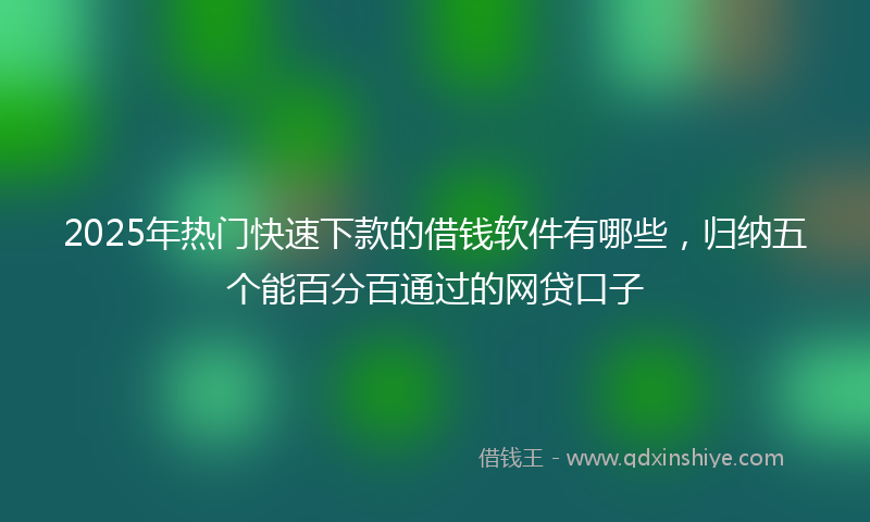 2025年热门快速下款的借钱软件有哪些，归纳五个能百分百通过的网贷口子