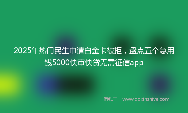 2025年热门民生申请白金卡被拒，盘点五个急用钱5000快审快贷无需征信app